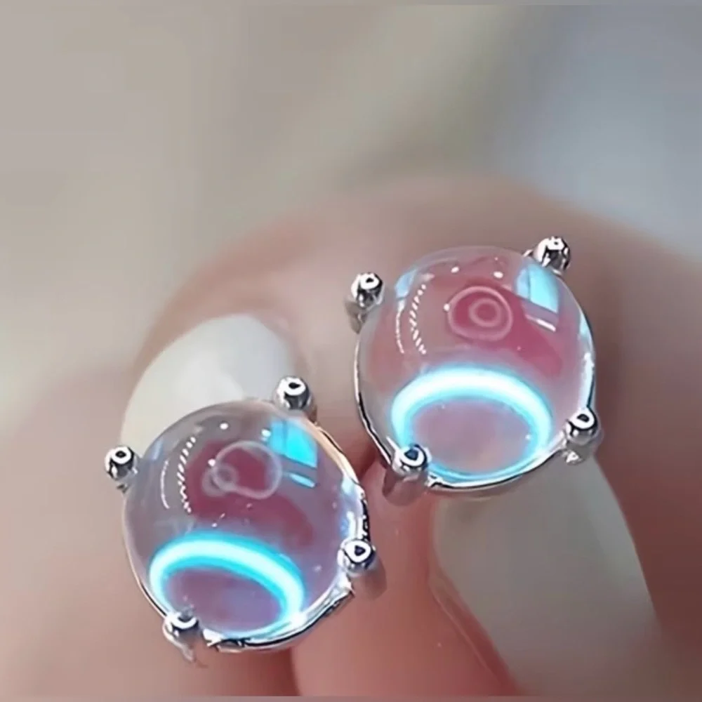 Minimalist Moonstone Earrings - Picture 2 of 4